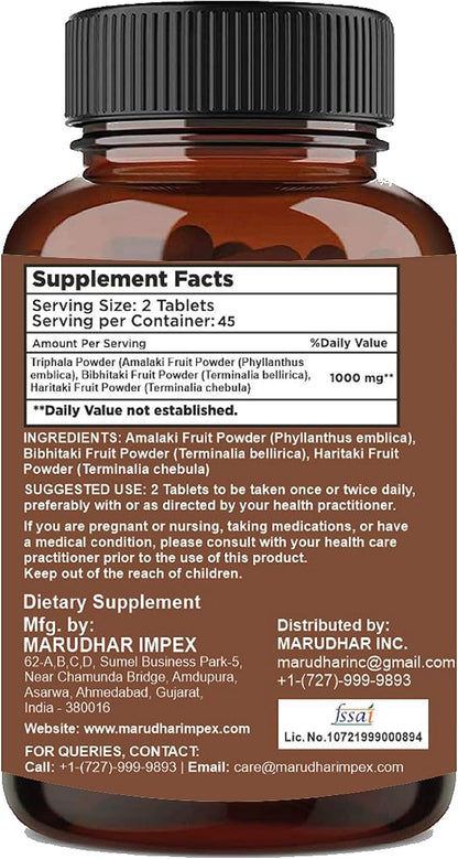 Triphala Tablets by mi Nature -90 1000mg | 45 Day