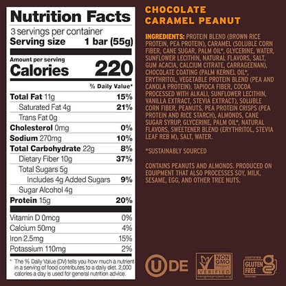 No Cow Vegan Protein Snack Bar Variety Pack, High Protein & 10g Fiber, Low Sugar, Gluten-Free, Dairy-Free, For On-the-Go Nutrition & Post-Workout (Cookies ‘n Cream, Chocolate Caramel Peanut, 6 Count)