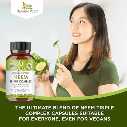 Organic Veda Neem Capsules with Triple 120 Count