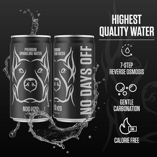 NO DAYS OFF Premium Sparkling Water 8.4oz - Purified Reverse Osmosis Canned Drinking Water with Alkaline pH Balance & Essential Minerals (Pack of 24)