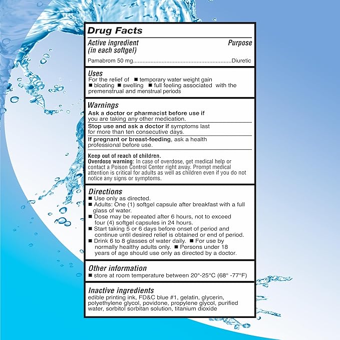 Maximum Strength Caffeine-Free Diuretic Softgels, (120 50mg, Helps