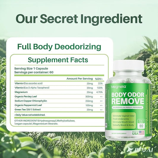 Body Deodorizing Supplement, Natural Internal Odor (60 Capsules)