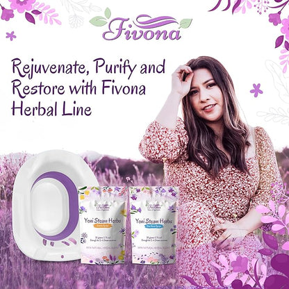 Fivona Yoni Steam Kit 3-in-1 Complete Set of Over The Toilet Foldable Steamer Seat and Hand Pump with 1 Pack of Blue Moon and 1 Pack of Sunrise Yoni Steaming Herbs