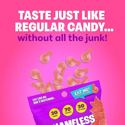 Shameless Snacks - Healthy Low Calorie Snacks, Low Carb Keto Gummies (Gluten Free Candy) - 6 Pack Sour Cherry Bomb
