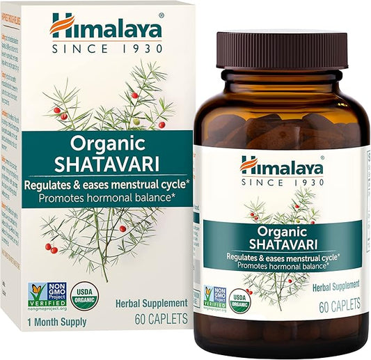 Himalaya Organic Shatavari for PMS, Menstrual 1,300 mg, 60 Caplets, 1 Month