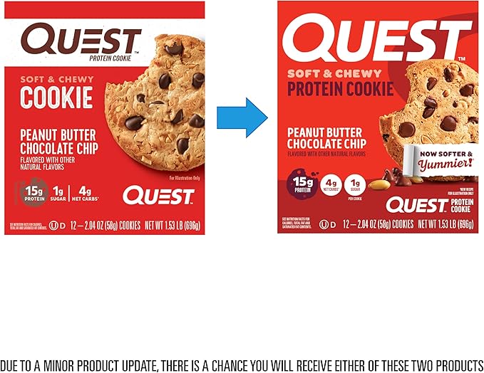 Quest Nutrition Peanut Butter Chocolate Chip High Protein Cookie, Keto Friendly, Low Carb, 24.5 Oz, 12 count (Pack of 1)