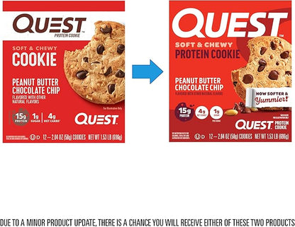 Quest Nutrition Peanut Butter Chocolate Chip High Protein Cookie, Keto Friendly, Low Carb, 24.5 Oz, 12 count (Pack of 1)
