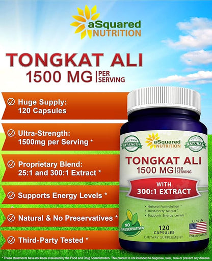 aSquared Nutrition Tongkat Ali 1500mg 120 Capsules