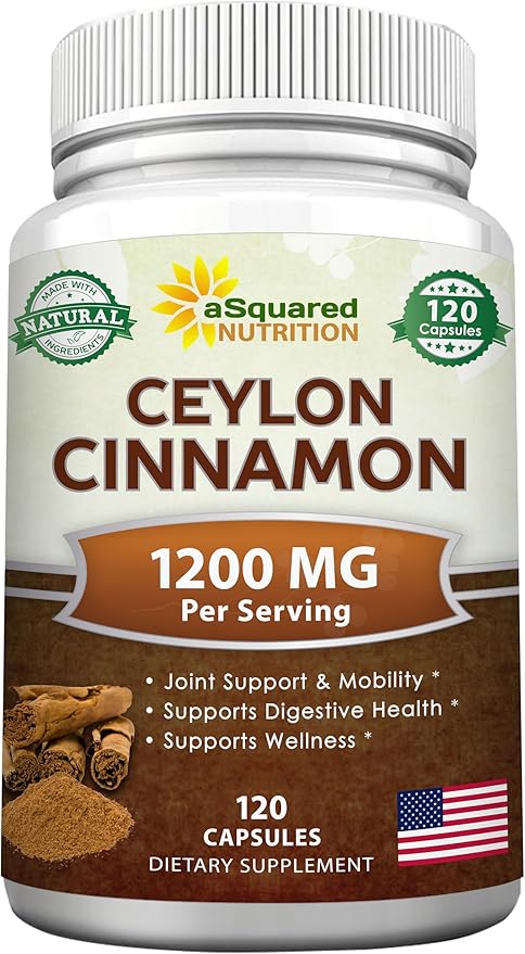 aSquared Nutrition Natural Ceylon Cinnamon 1200mg 120 Capsules,
