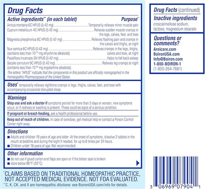 Boiron Arnicare Leg Cramps PM 60 Tablets