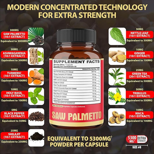 Premium Saw Palmetto Capsules 90 Capsules 3-Month Supply