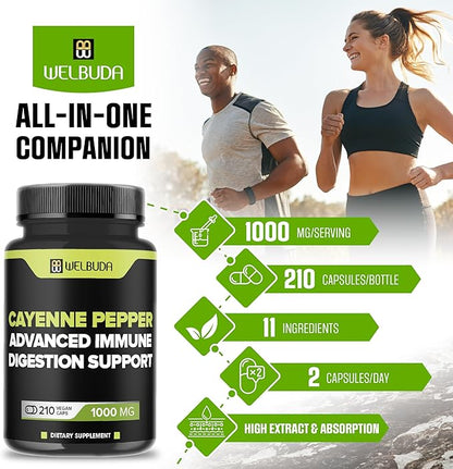 210 Capsules - Cayenne Pepper Supplements 10:1 with