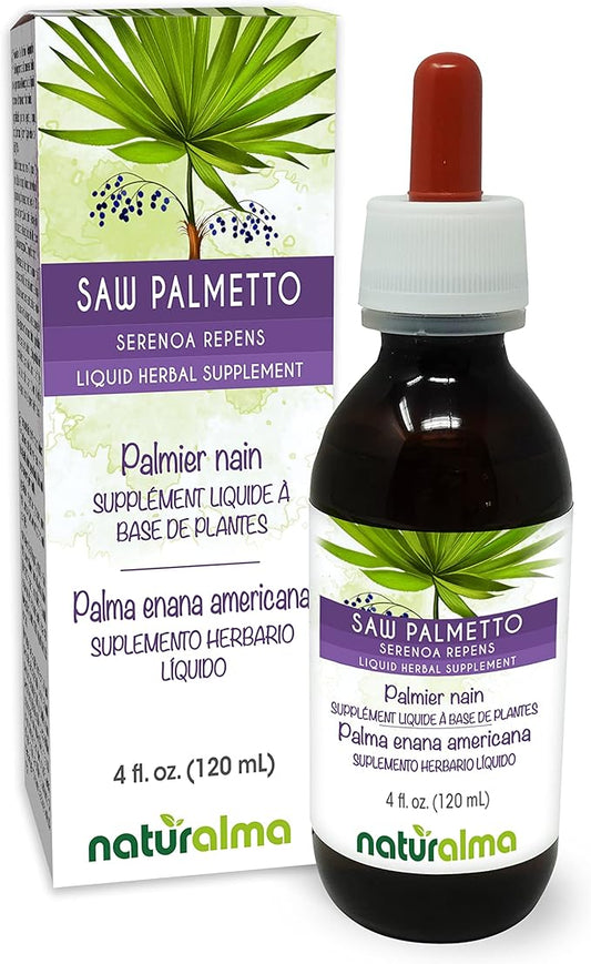 Naturalma Saw Palmetto (Serenoa repens or Sabal serrulata) Fruit Alcohol-Free Tincture - 4 fl oz Liquid Extract in Drops - Herbal Supplement - Vegan
