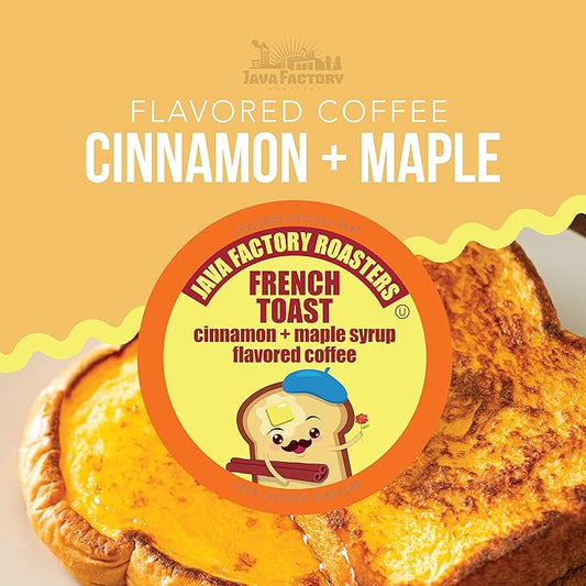 Java Factory Coffee Pods Cinnamon and Maple Flavored Coffee Compatible with K Cup Brewers Including 2.0, French Toast, 80 Count
