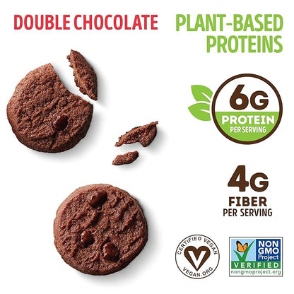 Lenny & Larry's The Complete Crunchy Cookie, Double Chocolate, 6g Plant Protein, Vegan, Non-GMO, 1.25 Ounce Pouch (Pack of 12)
