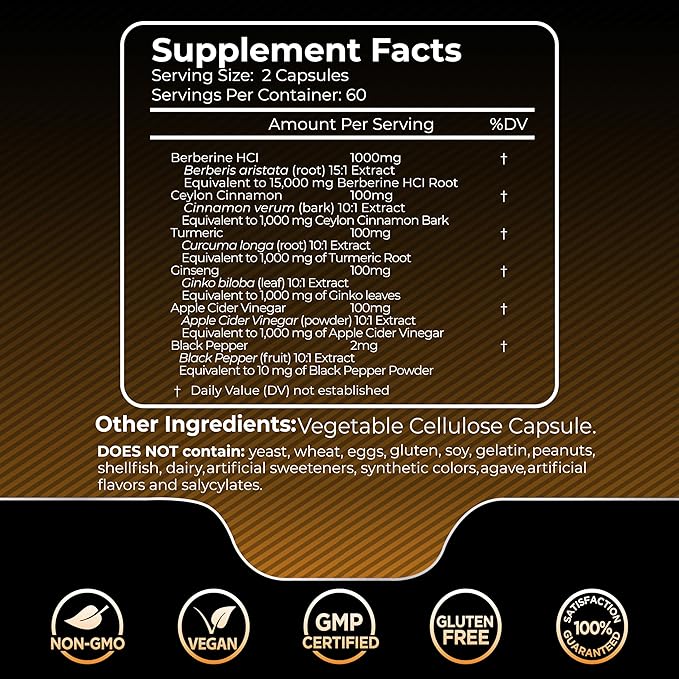 Berberine Supplement 15,000mg 120 Capsules