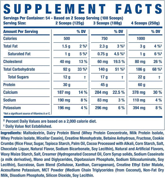 Ronnie Coleman Signature Series King Mass XL Mass Gainer Protein Powder, Muscle Gainer, 60g Protein, 180g Carbohydrates, 1,000+ Calories, Creatine and Glutamine, Cookies N' Cream, 15 Pound