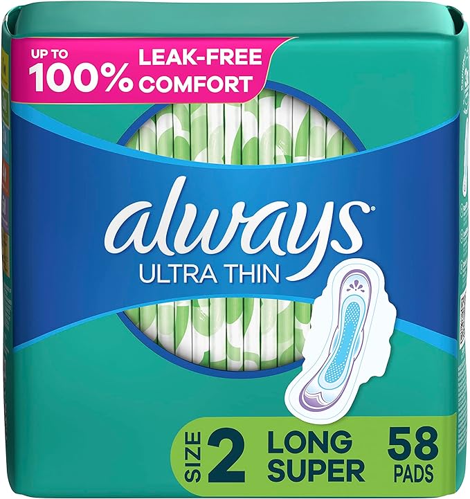 Always Ultra Thin Feminine Pads 2 Long 58 Count
