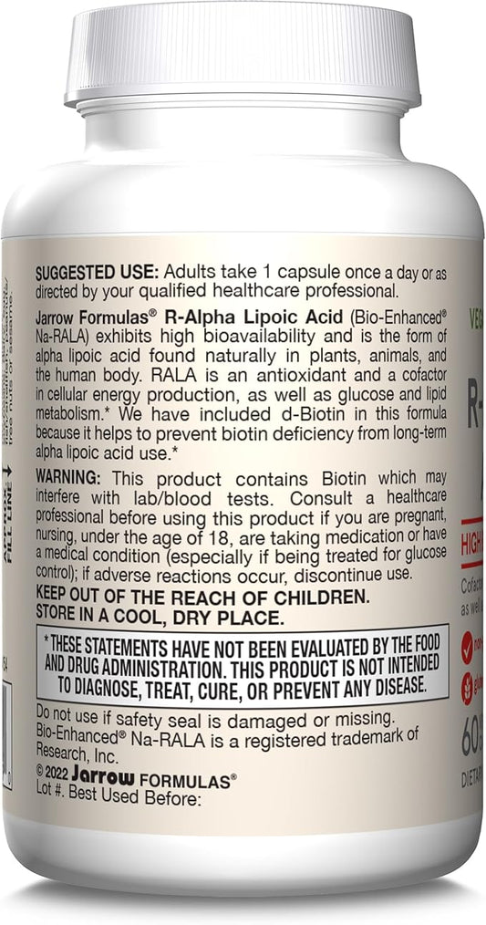 Jarrow Formulas R-Alpha Lipoic Acid 100 60 Veggie 60 Day