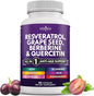 NEW AGE Resveratrol, Berberine, Grape Seed Extract, Quercetin - Polyphenol Supplement for Women and Men with Noni Extract, N-Acetyl Cysteine, Acai Extract - 60 Capsules