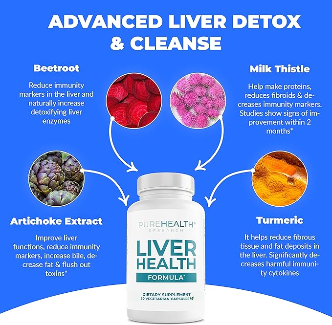 Liver Health – Liver Cleanse Detox & Repair with Artichoke Extract, Milk Thistle, Dandelion Root, Turmeric, Berberine to Healthy Liver Renew with 11 Natural Nutrients, 30 Days Supply