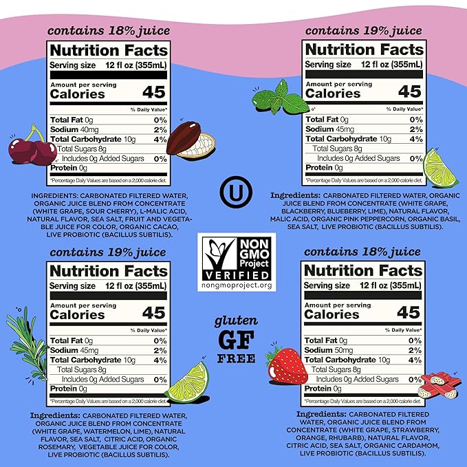 Culture Pop Soda, Jazzy & Juicy Variety Pack, Probiotic Low Sugar Soda, Sparkling Juice Alternative, Non-GMO, Kosher, Gluten-Free, No Stevia (12pk)