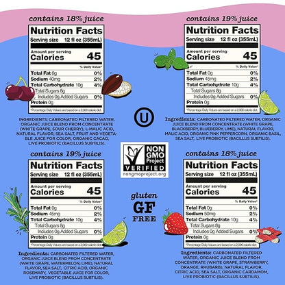 Culture Pop Soda, Jazzy & Juicy Variety Pack, Probiotic Low Sugar Soda, Sparkling Juice Alternative, Non-GMO, Kosher, Gluten-Free, No Stevia (12pk)