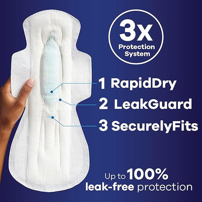 Always Maxi Overnight Pads with Wings, 5, Extra 72 Count