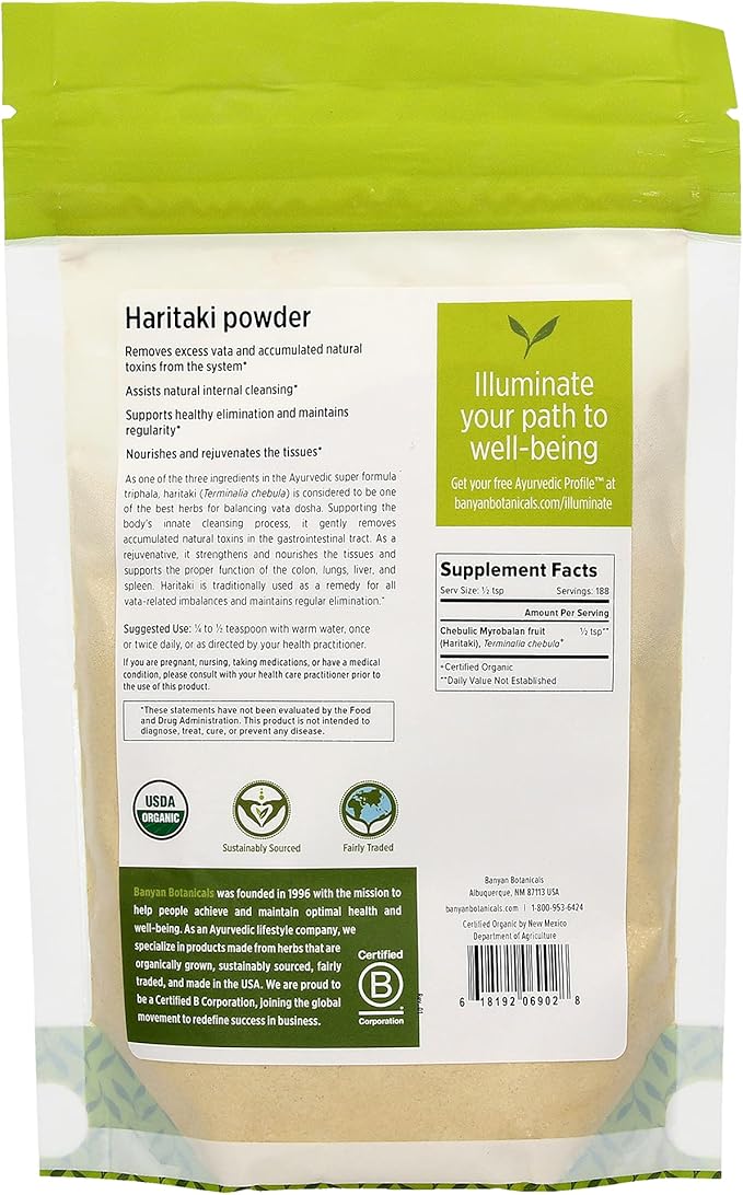 Banyan Botanicals Haritaki Powder – Certified 1 Pound