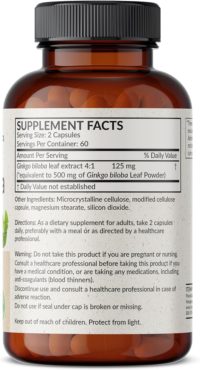 Futurebiotics Ginkgo Biloba 500mg Extra Strength 120 Vegetarian