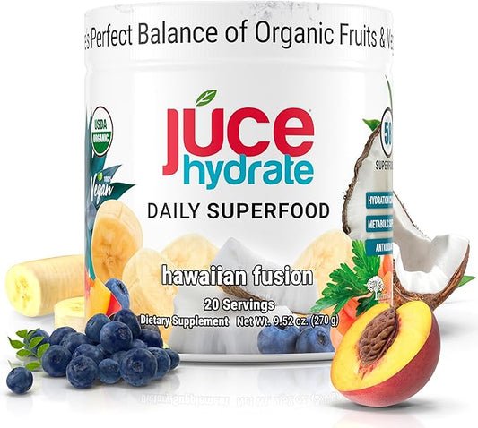 Júce Hydrate Replenishing & Nourishing Superfood Drink - Boost Reduce Fatigue - USDA Certified Organic, Plant-Based, Vegan - Gluten-Free, Dairy-Free, Soy-Free - 8.1 Ounce - By Terra Kai Organics