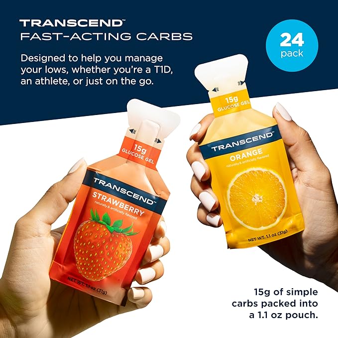 Transcend Foods Strawberry + Orange Gels (1.1 oz, 24) Fast-Acting