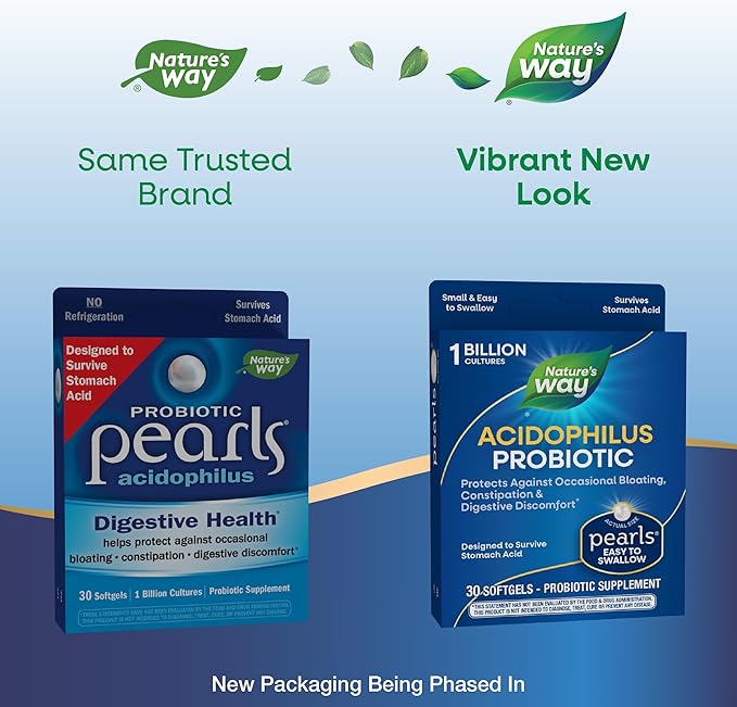 Nature's Way Acidophilus Probiotic Pearls, Supports 1 Billion 30 Softgels
