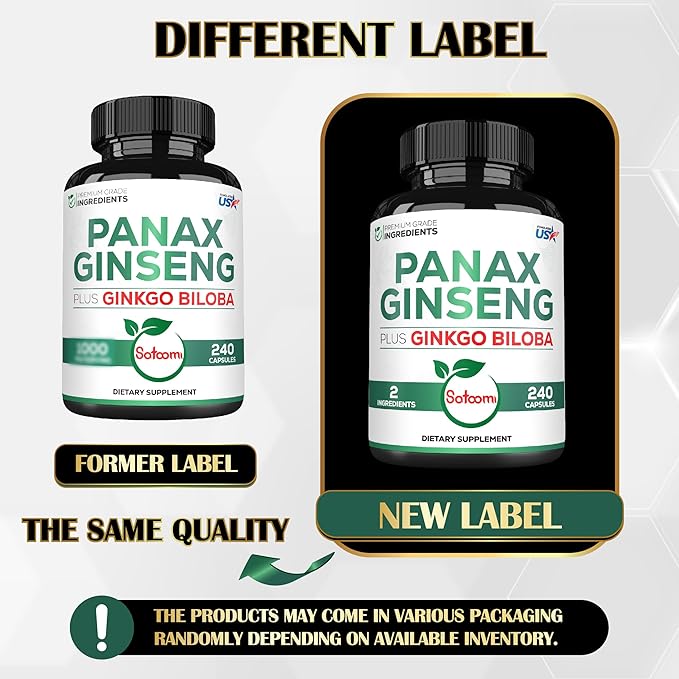 600mg Korean Red Panax Ginseng Capsules 400mg - 240 Vegan 120 Servings