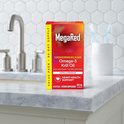 MegaRed Antarctic Krill Oil 500mg Omega 3 Fatty (90cnt box),