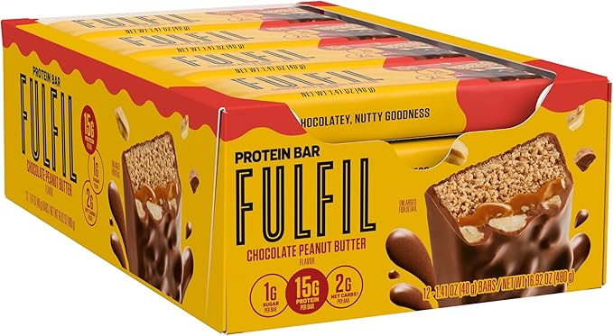 FULFIL Protein Snack Bars, Chocolate Peanut Butter, 15g Protein, Pantry Staples, 12 Count