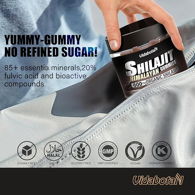 Shilajit Gummies 600 MG, 85+ Trace 90 Gummies