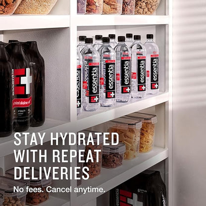Essentia Water LLC , 99.9% Pure, Infused with Electrolytes for a Smooth Taste, pH 9.5 or Higher; Ionized Alkaline Water, Black, 42.3 Fl Oz (Pack of 12)