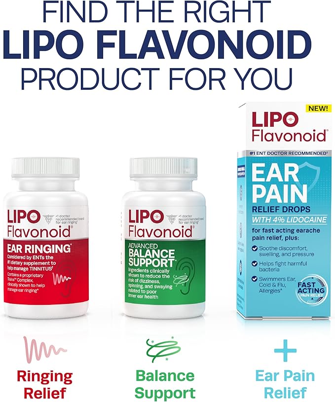 Lipo-Flavonoid Plus Tinnitus Relief – Doctor-Recommended Ear Health Supplement with Bioflavonoids & Vitamin C for Ringing Ears – OTC Support for Tinnitus & Meniere’s Disease, (150 Count)