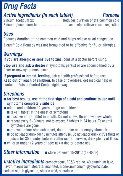 Zicam Cold Remedy Cold Shortening Medicated 20ct
