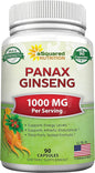aSquared Nutrition Natural Korean Panax Ginseng (1000mg Max Strength)-90 Capsules
