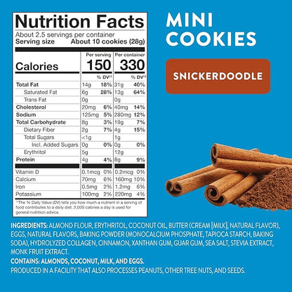 HighKey Sugar Free Cookies Variety Pack - 6.75oz Keto Snacks Zero Carb No Sugar 3-Pack Chocolate Chip Cookie, Snickerdoodle, Brownie Bites Low Carb Gluten Free Diabetic Snack Diet Friendly Food Sweets