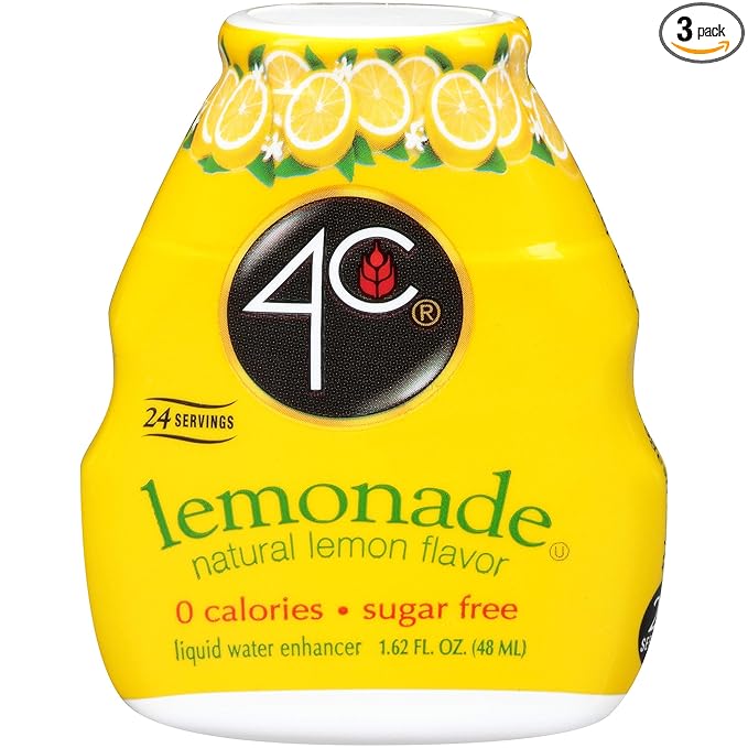 4C Sugar Free Liquid Water Enhancer, Premium Natural Flavors, 0 Calorie Drops (Lemonade, 3 Pack)