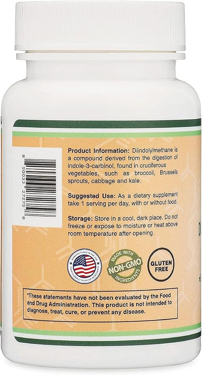 DIM Supplement for Women and Men (Diindolylmethane Estrogen Blocking Supplement, Hormonal Acne Treatment, Hormone Balance for Women) 400mg Servings, 200mg Per Capsule, 60 Capsules by Double Wood