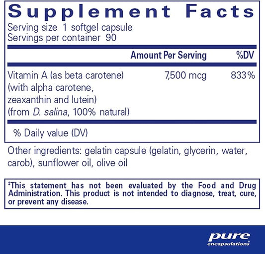 Pure Encapsulations Beta Carotene (with Mixed Carotenoids) 90 Softgel