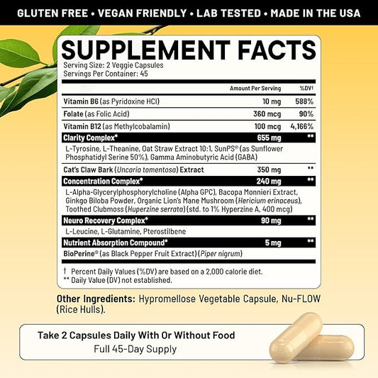 Prime Brain Supplement B12 & 90 Vegan