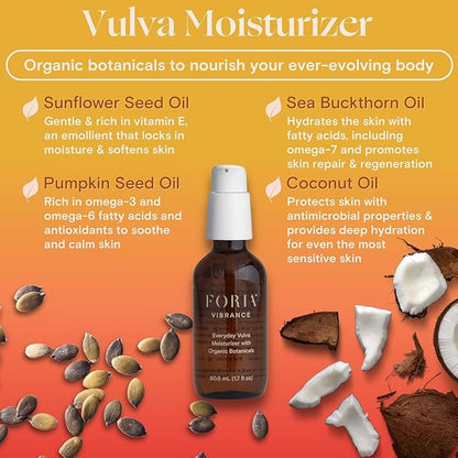 Foria Everyday Vulva Moisturizer | Organic, All-Natural Fragrance-Free Intimate Skincare for Menopause, Dryness & Chafing | 1.7 Fl Oz