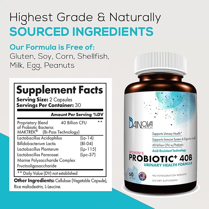 Probiotics for Women Vaginal Health, Urinary 40 Billion 60 Capsules