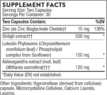 THORNE Advanced Testosterone Support - Men's Health Supplement* - with Ashwagandha, Shilajit & Zinc - Soy, Gluten & Dairy Free - 60 Capsules