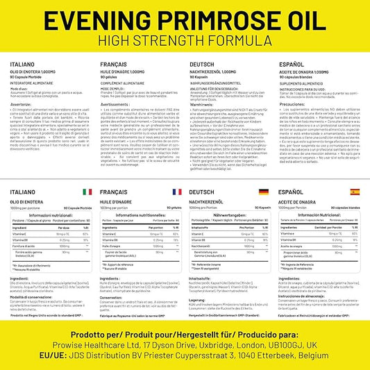 Evening Primrose Oil 1000mg with Vitamin B6 90 90 Softgels| 90mg GLA
